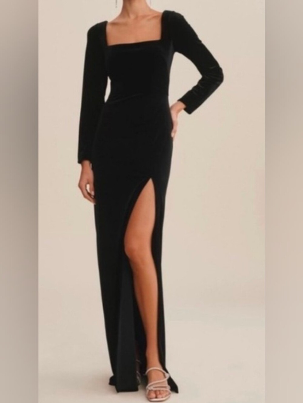 Jenny Yoo Luxe Black Velvet Evening Gown
